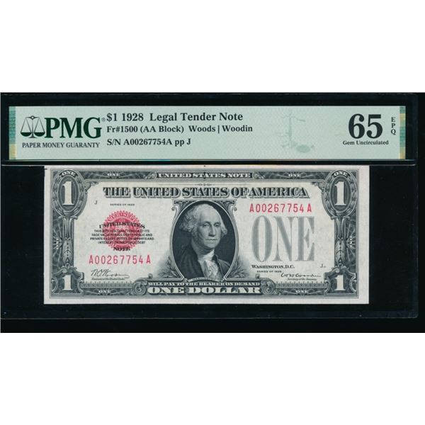1928 $1 Legal Tender Note PMG 65EPQ