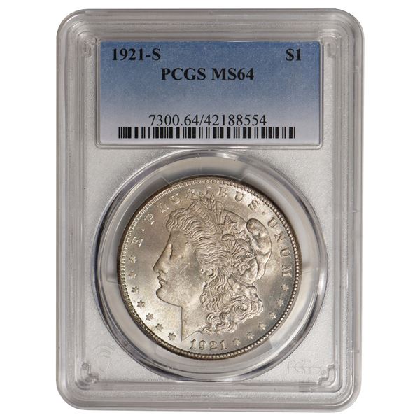 1921-S $1 Morgan Silver Dollar PCGS MS64