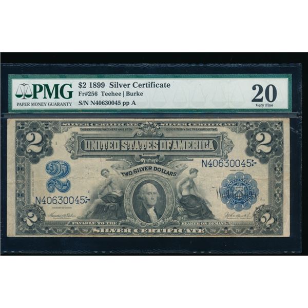 1899 $2 Mini Porthole Silver Certificate PMG 20