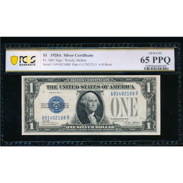 1928A $1 Silver Certificate PCGS 65PPQ