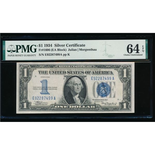 1934 $1 Silver Certificate PMG 64EPQ