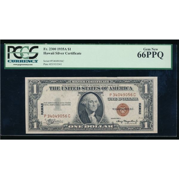 1935A $1 Hawaii Silver Certificate PCGS 66PPQ