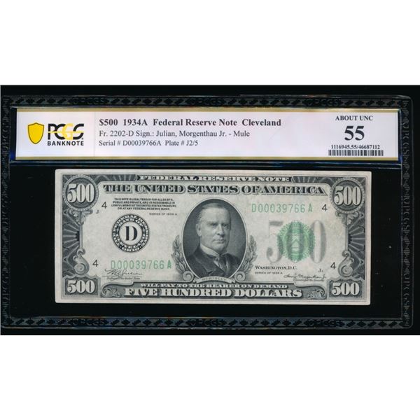 1934A $500 Cleveland FRN PCGS 55