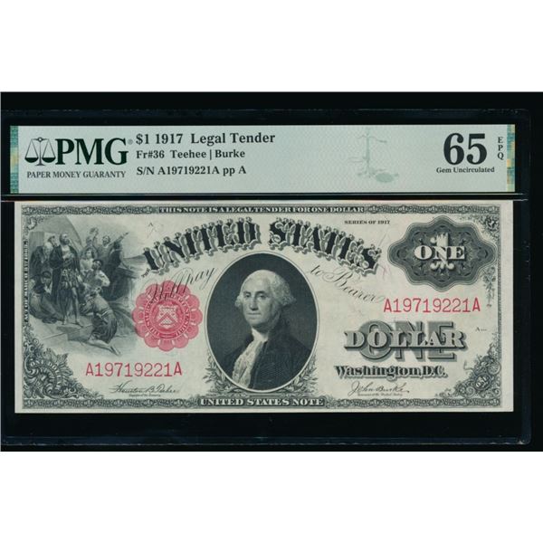 1917 $1 Legal Tender Note PMG 65EPQ