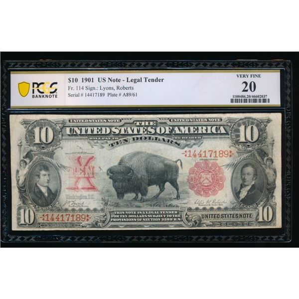 1901 $10 Bison Legal Tender Note PCGS 20