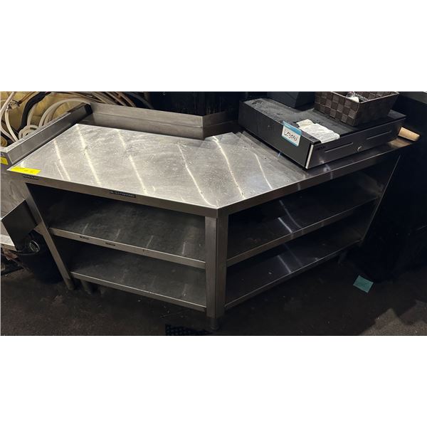 Stainless steel restaurant work table - approx. 35in x 29in x 20inD x 30 1/2inH