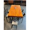 Image 1 : Wooden Bar Table w/6 stools - approx. 48in x 28in