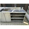 Image 3 : Large stainless steel restaurant work table on castors - approx. 8ft x 26in x 35in