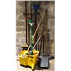 Image 1 : large group of cleaning supplies - brooms/mop buckets etc.