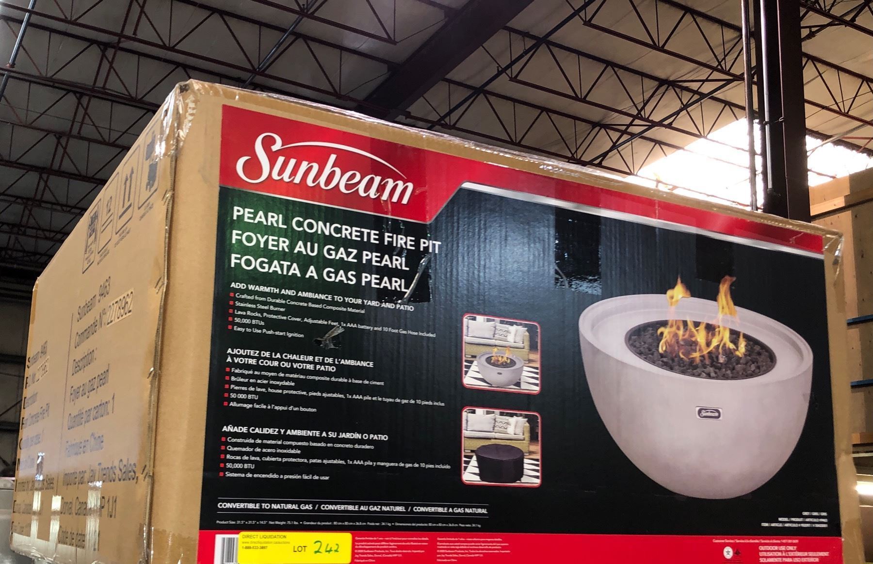 NEW Sunbeam Pearl Concrete Fire Pit (Convertible to Natural Gas