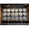 Image 1 : Large group of Kegs mounted to the wall - Bidder is responsible for removal - approx. 42 pcs.