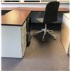 Image 2 : 4pc Office Furniture Set - 2pc L Table with 3 drawer Cabinet/ 2 Shelf Plastic Rolling File Cabinet/