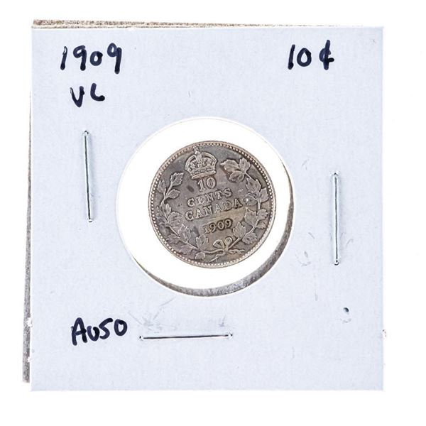 Canada 1909 Silver 10 Cents AU50