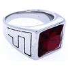 Image 1 : Gents Stainless Steel Ring, Size 12 Ruby Red Crystal Element