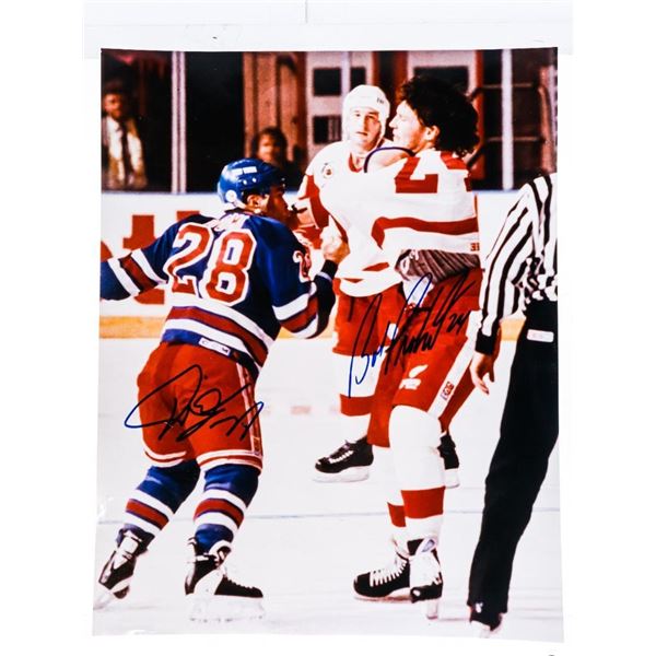 Tie Domi - Bob Probert "The Classic"  11 x14 Signed by Both, Tiny Crease on Side of Photo