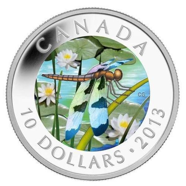 2013 $10 Twelve-Spotted Skimmer Dragonfly - Pure Silver Coin