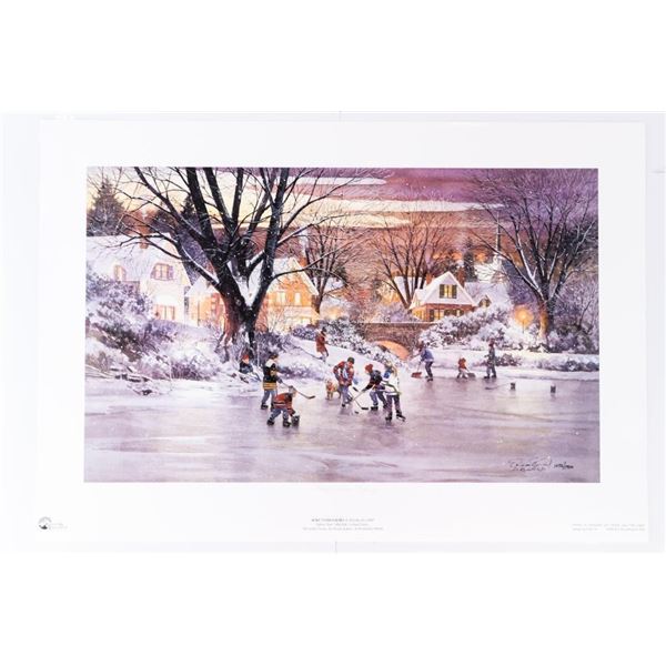 Douglas Laird L.E. Lithograph - "Home Town Hockey" 18 x 26"