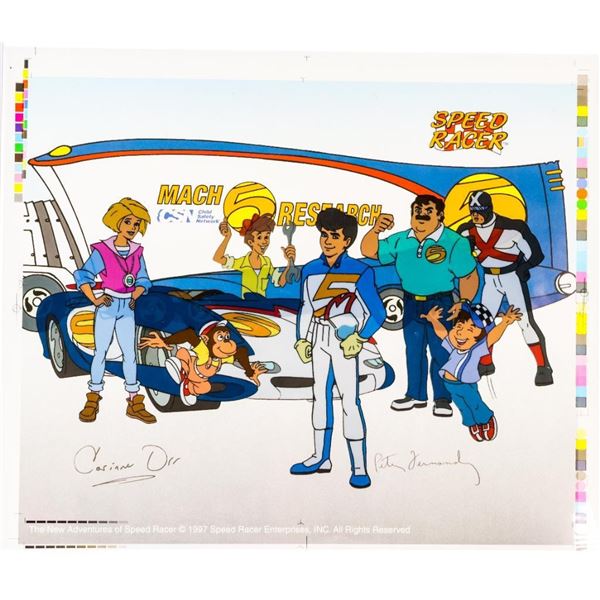 SPEED RACER 1997 Cartoon - Cell - Hand Painted w/ 2 Autographs 11 x 13