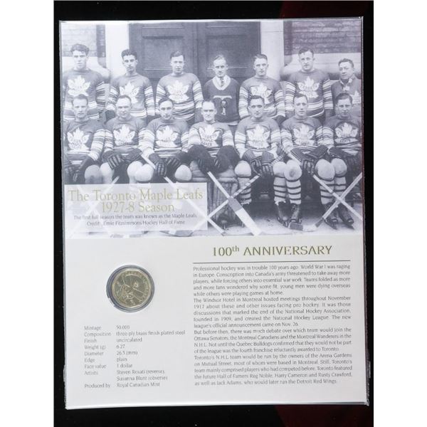 RCM 2017 Release - 100th Anniversary of The Toronto Maple Leafs 1917-2017 Special One Dollar Coin, w