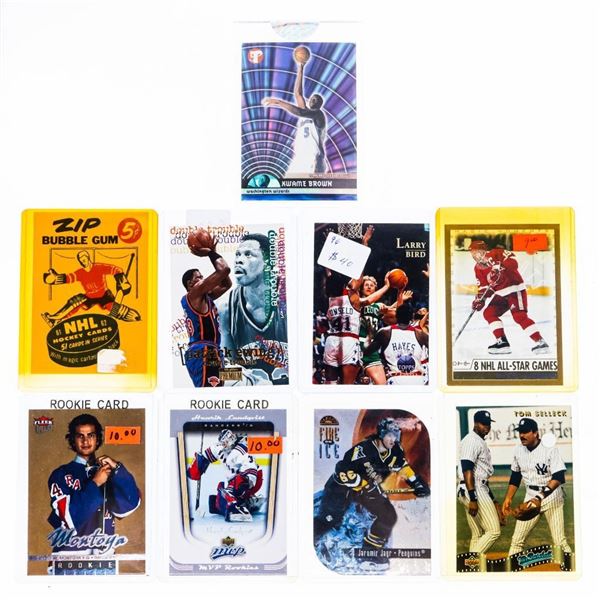 Group of 9 Sports Cards - Includes - Yzerman, Jagr, Montoya Rookie & more