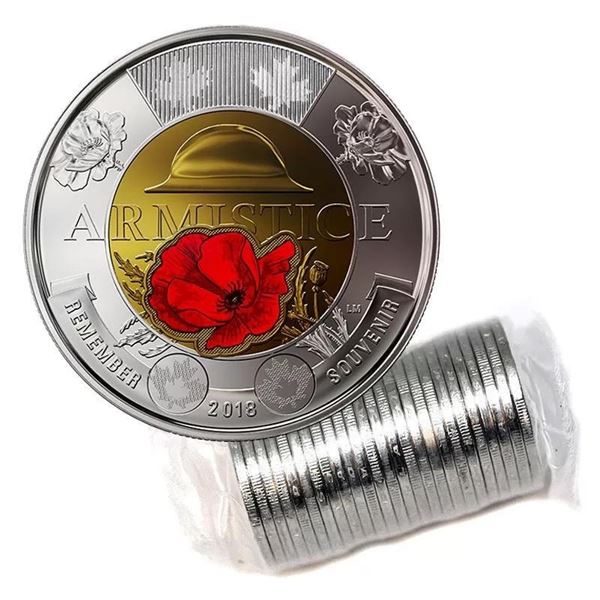 RCM Roll Canada $2 Armistice Red Poppy - 25 x $2