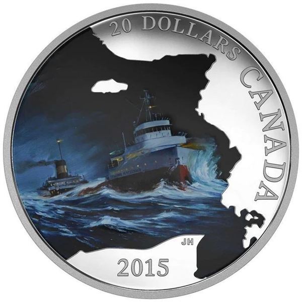 2015 $20 Lost Ships in Canadian Waters: S.S. Edmund Fitzgerald - Pure Silver Coin