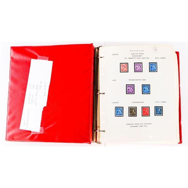 GUERNSEY -Jersey - Isle of Man - Stamp Collection - Cat: Value $956.00 Red Binder