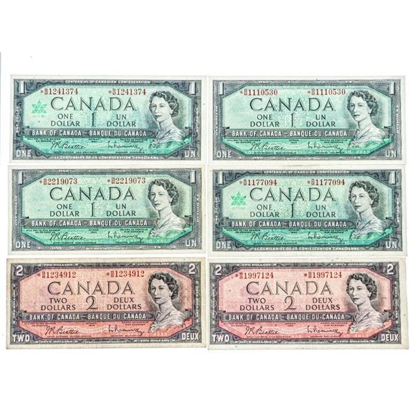 Canada - Group of 6 -1954 -1967 Replacement Notes - $1 & $2
