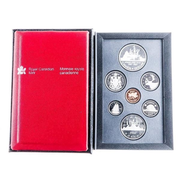 RCM 1987 Proof Coin Set w/ Silver Dollar Leather Case