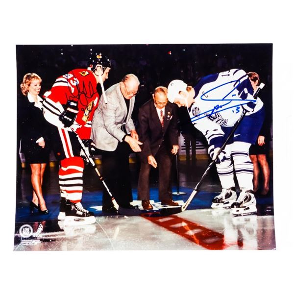 Ceremonial Final Face Off MLG Feb. 13,1999 Autographed - Doug Gilmour & Mats Sundin - Scare Photo Si