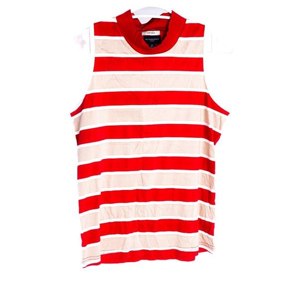 BURBERRY" Tank Red Stripe  Size M Golf