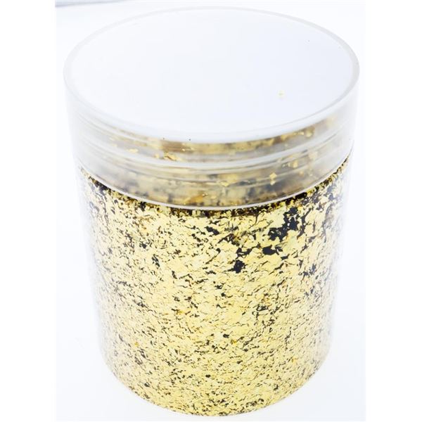 Assayers Plastic Collection Jar - 24kt Gold Leaf Flakes