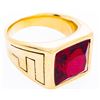 Image 1 : 24kt Gold Overlay on Stainless Steel Ruby RedCushion Cut Soliatire Ring -Size 11