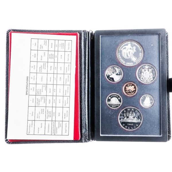 RCM 1983 Proof Coin Set w/ Silver Dollar Leather Case