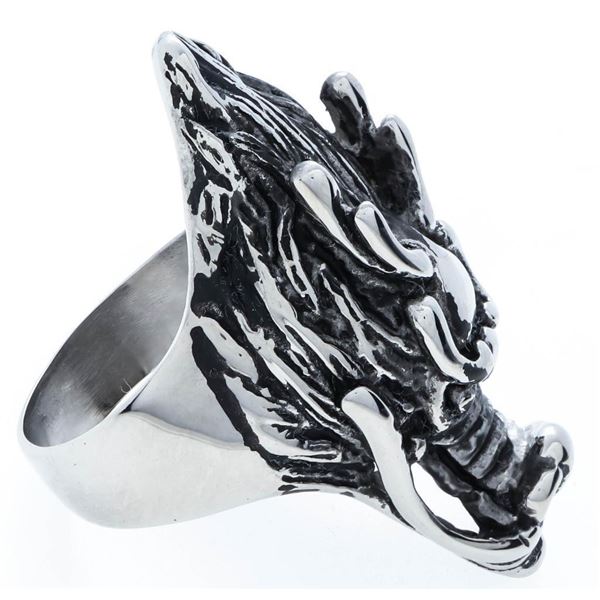 Stainless Steel Dragon Head Ring Size 12