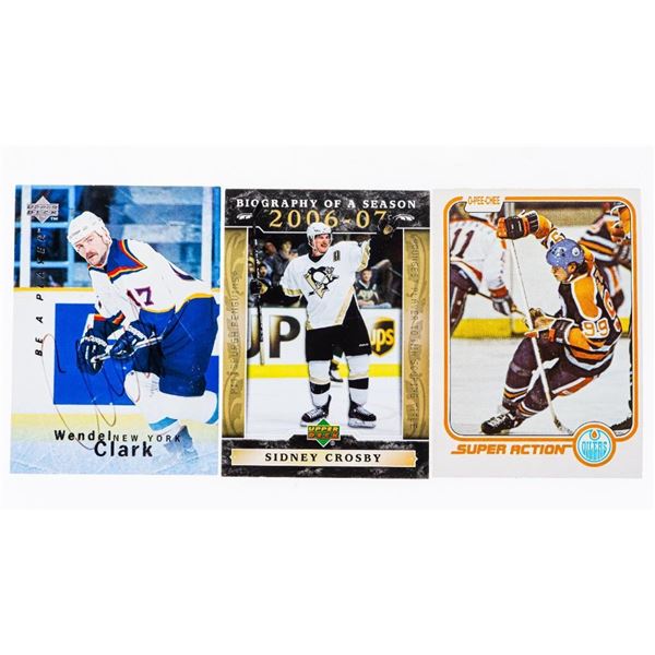 Group of 3 Hockey Cards -OPC Card #125 Wayne Gretzky, Wendel Clark -Autographed, Sidney Crosby 2006/