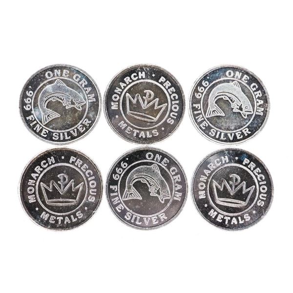 Lot 6 .999 Fine Silver Rounds