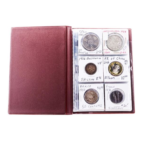 Coin Stock Book -24 World Coins w/ Silver