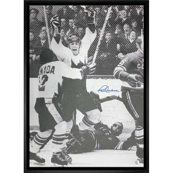 Henderson,P Signed 20x29 Canvas Framed '72 Summit Series - Team Canada - 63-677