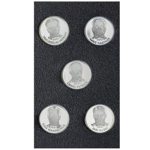 2001 RCM Hockey Hall of Fame Sterling Inductee Medallion Set - Hawerchuk, Gartner, Kurri, Patrick & 