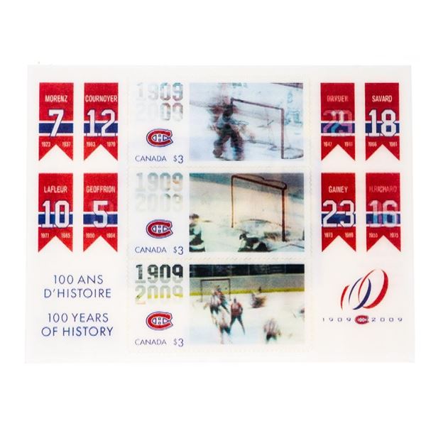 Montreal Canadiens  1909-2009 -100 Years of History -3D Action Stamps $3 -Richard, Beliveau, Lafleur