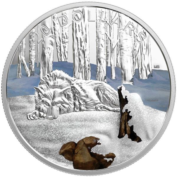 2017 $20 Glistening North: The Arctic Wolf - Pure Silver Coin, Stock Photo Used For Listing, Coin Ma