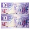 Image 2 : Bank of Canada 2001 $10, 2 in Sequence Gem Unc