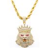 Image 1 : 22" GP Rope Style Necklace & Lion King Pendant - Swarovski Elements