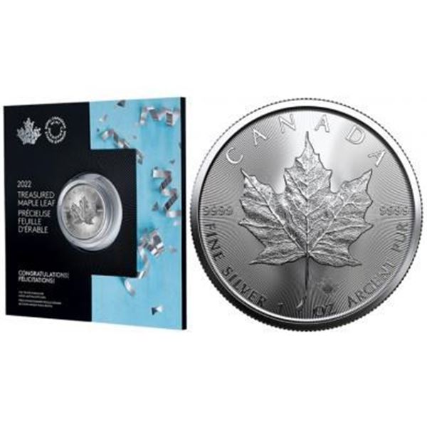 RCM Treasured Maple Leaf .9999 Fine Pure Silver $5 Coin -Gift Folio