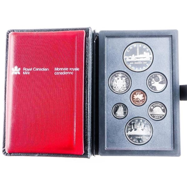 RCM 1984 Proof Coin Set w/ Silver Dollar Leather Case