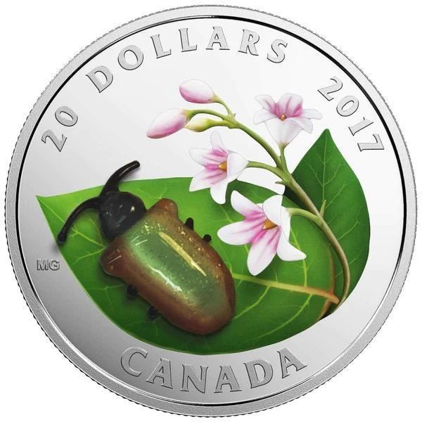 2017 $20 Little Creatures: Venetian Glass Dogbane Beetle - Pure Silver Coin