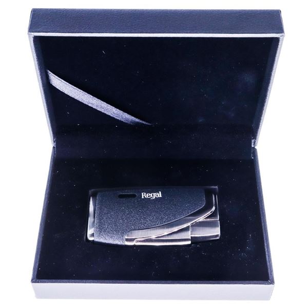 NEW - REGAL Torch Lighter - Black Leather