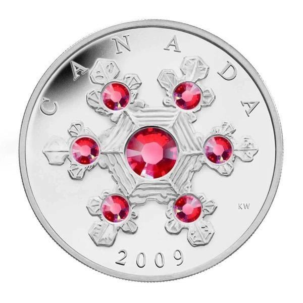 2009 $20 Crystal Snowflake (Pink) - Pure Silver Coin