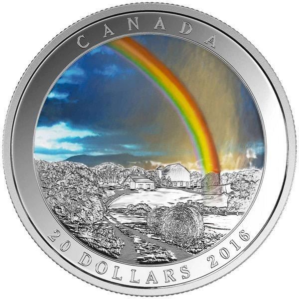 2016 $20 Fine Silver Coin - Weather Phenomenon: Radiant Rainbow, Stock Photo Used For Listing, Coin 